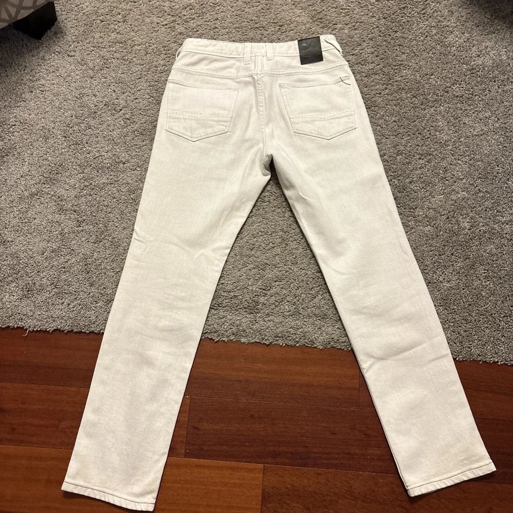 Tommy Bahama Mens Bleached Sand Weft Side Keys Vintage Slim Jeans Cream 30x32